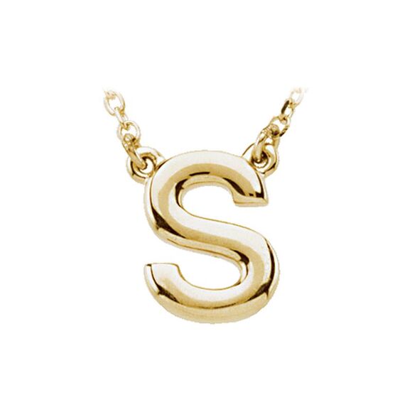 14K Yellow Gold, Kendall Collection, Block Initial S Necklace, 16 Inch - Picture 1 of 4